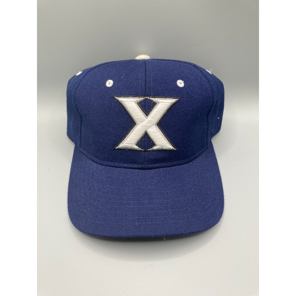 Vintage Xavier Musketeers Zephyr Fitted Hat 7 1/8 NCAA College Blue Cap 90s